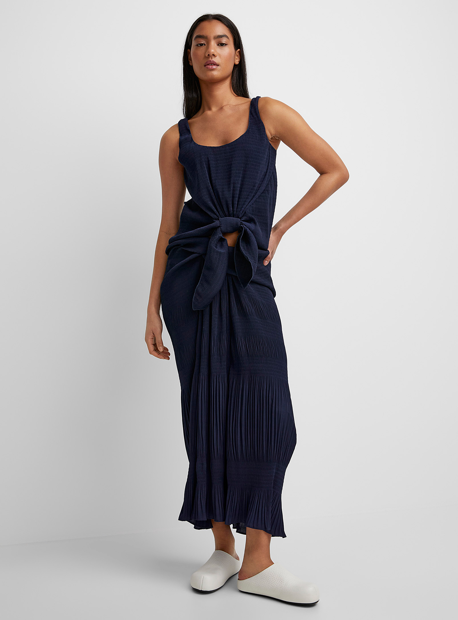 Jw Anderson Knotted Pleats Skirt In Marine Blue