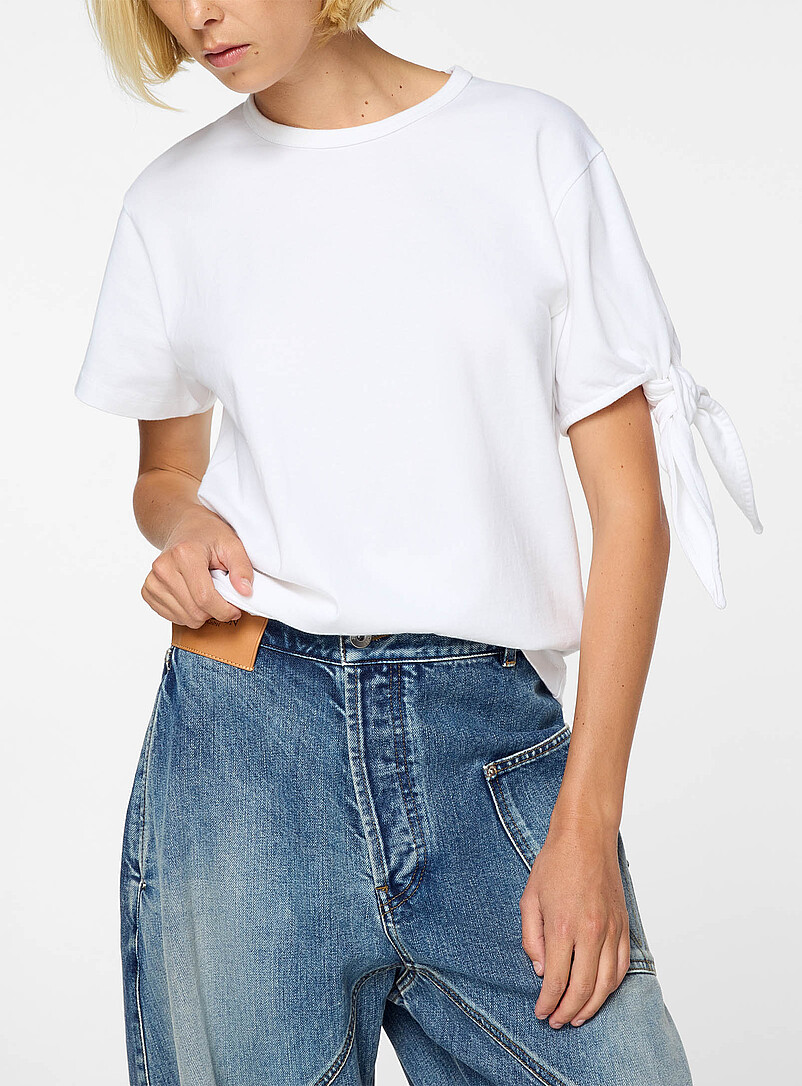 Knotted detail white short-sleeve T-shirt product image 2