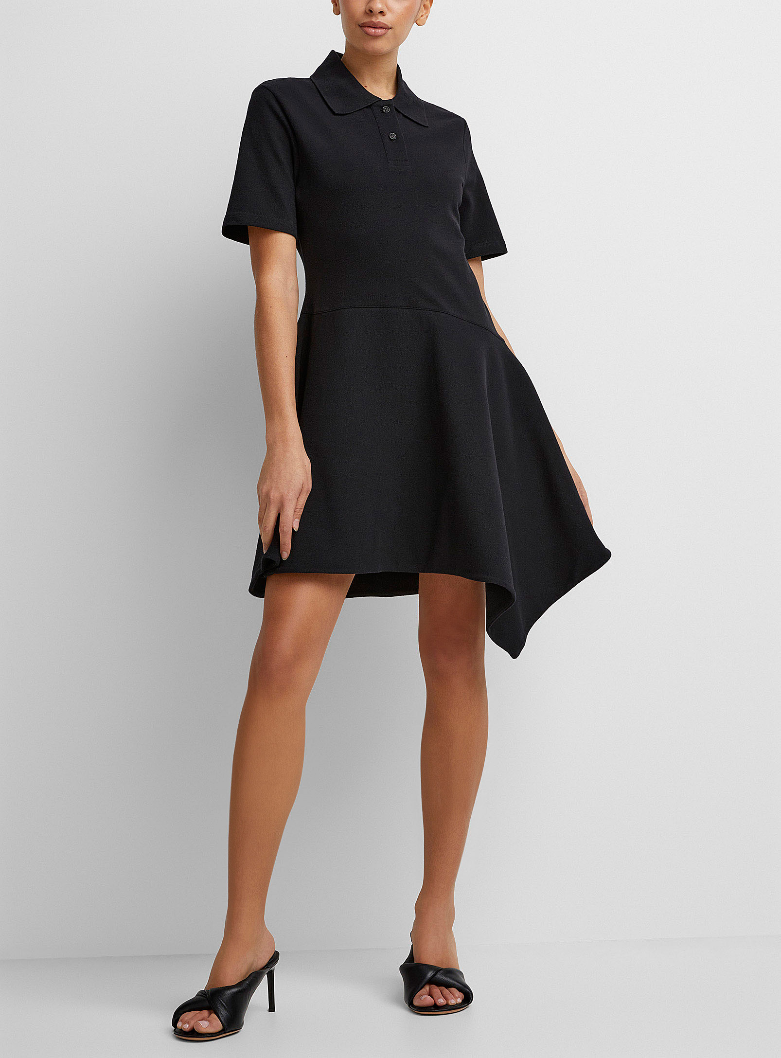 Shop Jw Anderson Asymmetrical Polo Dress In Black