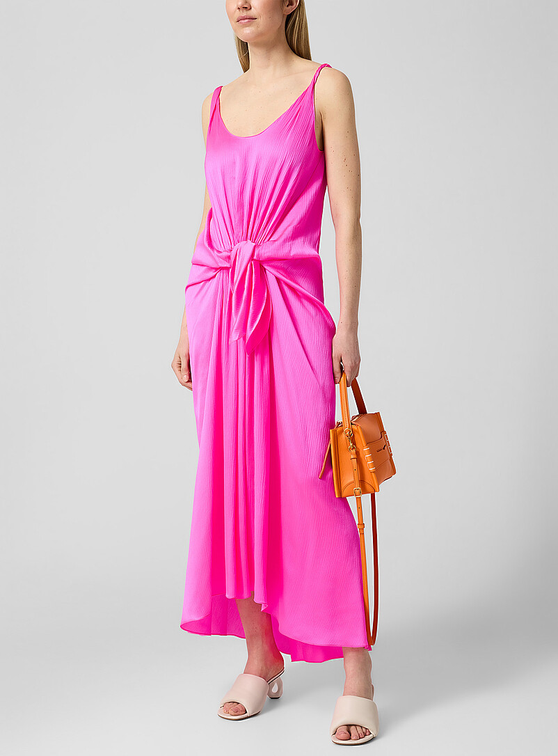 Tie-up waist pure silk dress product image (primary)