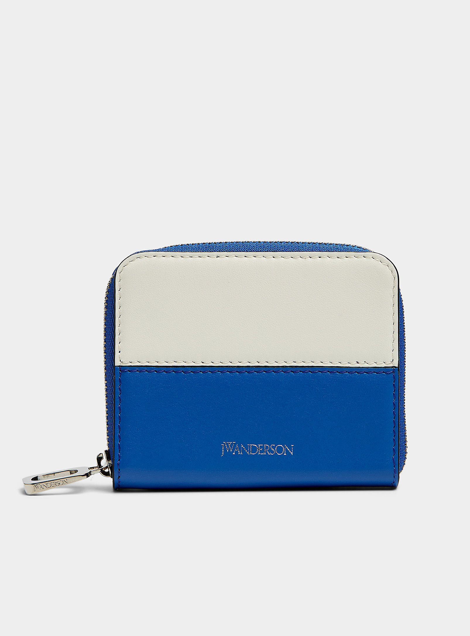 Jw Anderson Signature Two-tone Coin Purse In Baby Blue