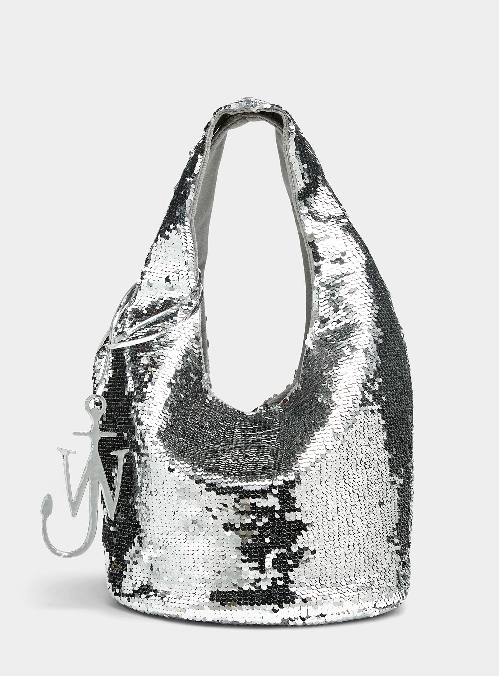 Jw Anderson Mini Sequin Shopper Bag In Silver