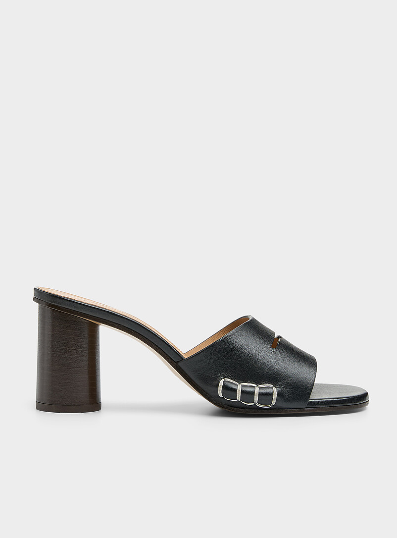Topstitched leather loafer sandals Women product image (primary)