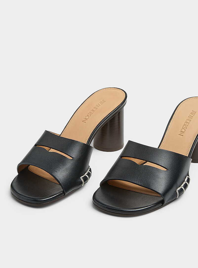 Topstitched leather loafer sandals Women product image 3