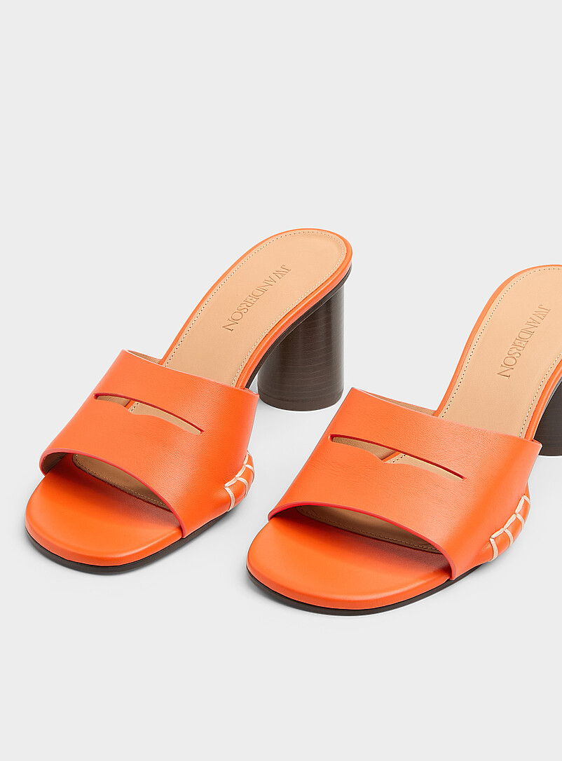 Topstitched leather loafer sandals Women product image 3