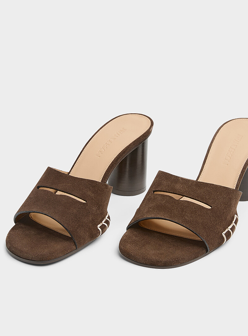 Topstitched suede loafer sandals Women product image 3