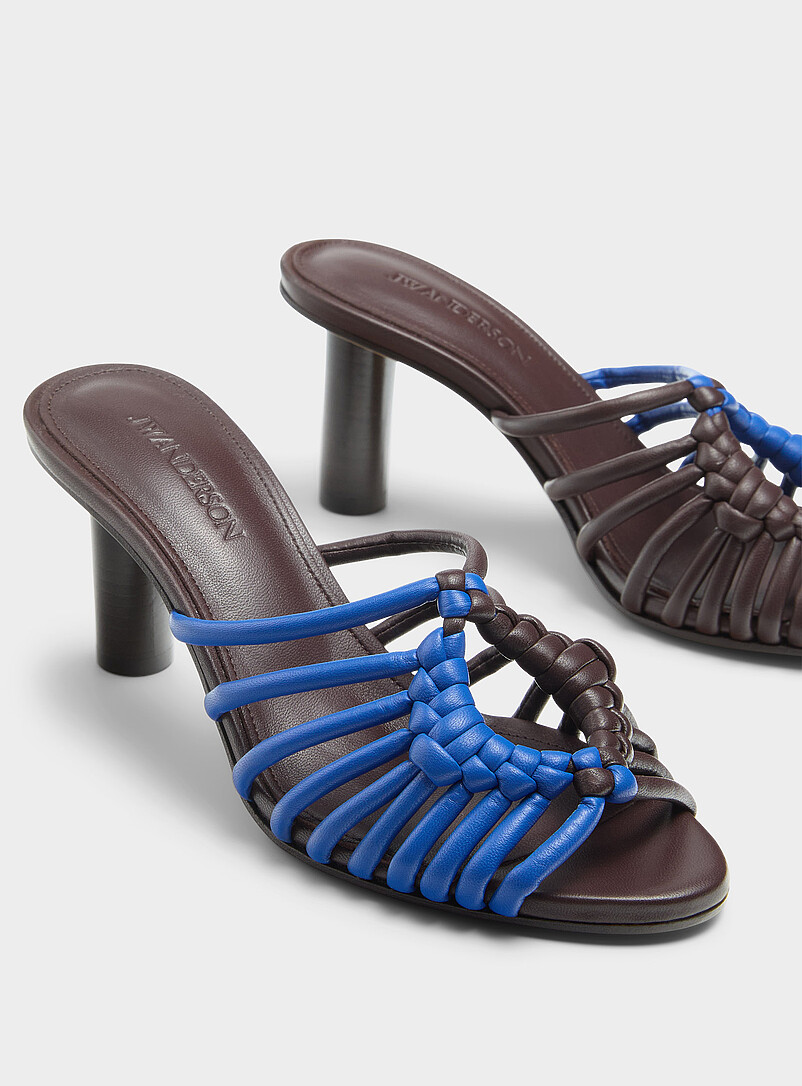 Plot two-tone braided leather sandals Women product image 3