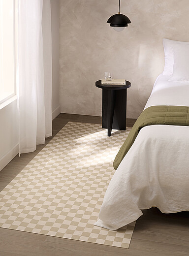 Simons Maison Patterned Brown Coffee and cream checkerboard vinyl mat 100 x 215 cm