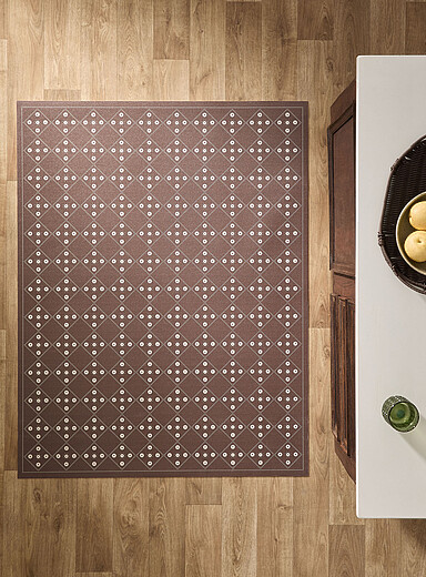 Floral tile pattern vinyl mat 100 x 130 cm