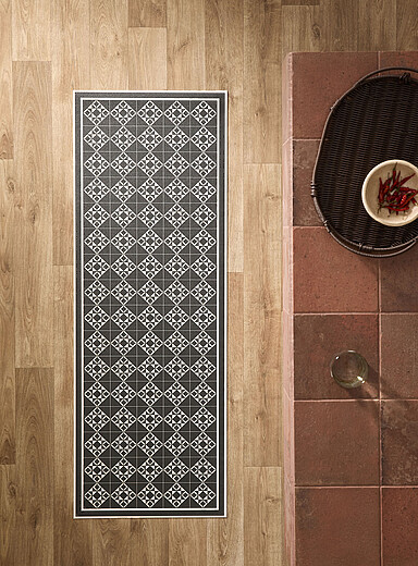 Le tapis de couloir vinyle tuiles anthracite 50 x 140 cm