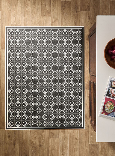 Charcoal tile pattern vinyl mat 100 x 130 cm