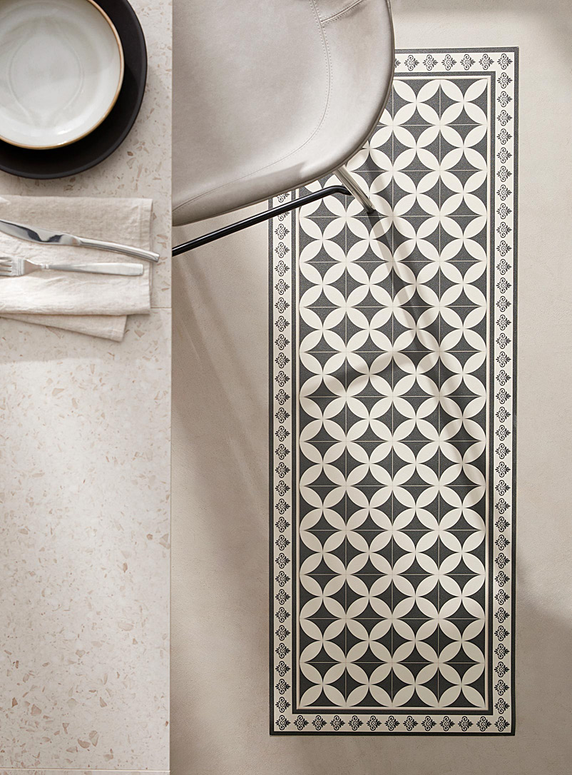 Monochrome mosaic vinyl hallway mat 50 x 140 cm product image (primary)
