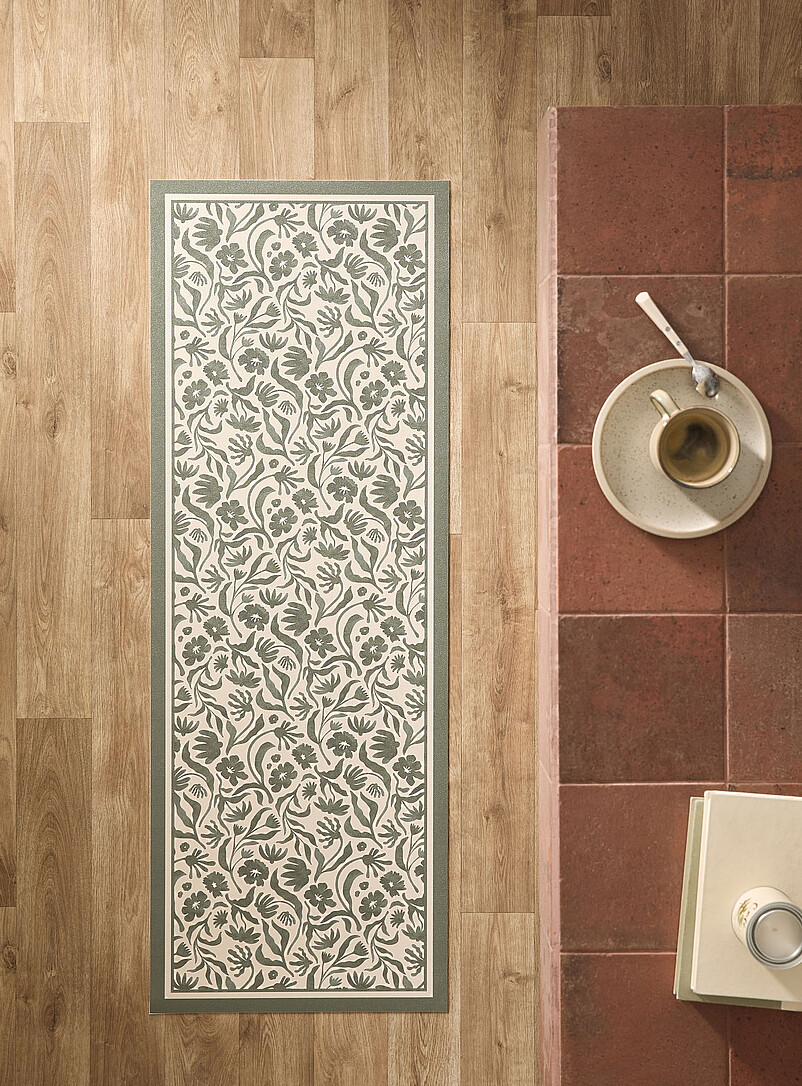 Botanical Pattern Vinyl Hallway Mat 50 X 140 Cm