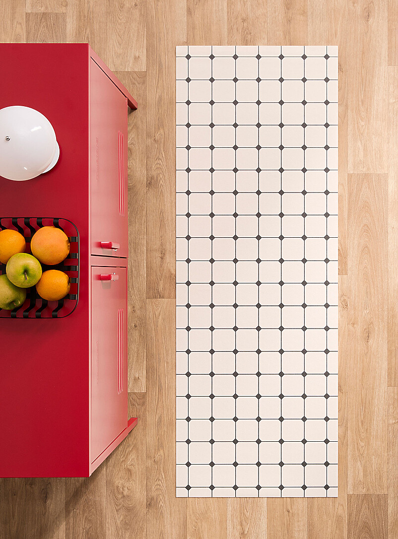 Classic tile pattern hallway vinyl mat 50 x 140 cm product image (primary)
