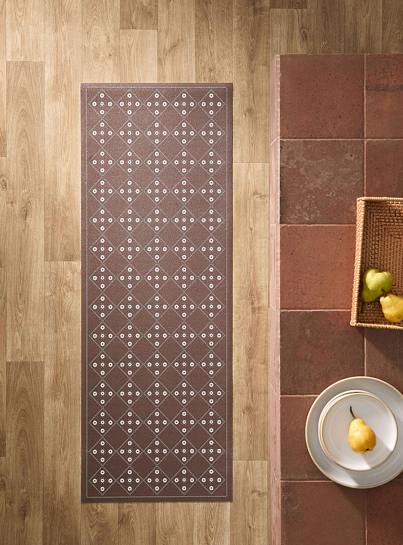 Floral tile pattern hallway vinyl mat 50 x 140 cm product image (primary)