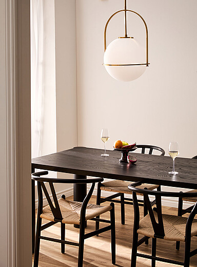 Paola brass globe light fixture