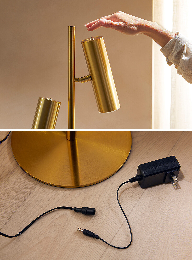 Golden double head projection floor lamp product image 3