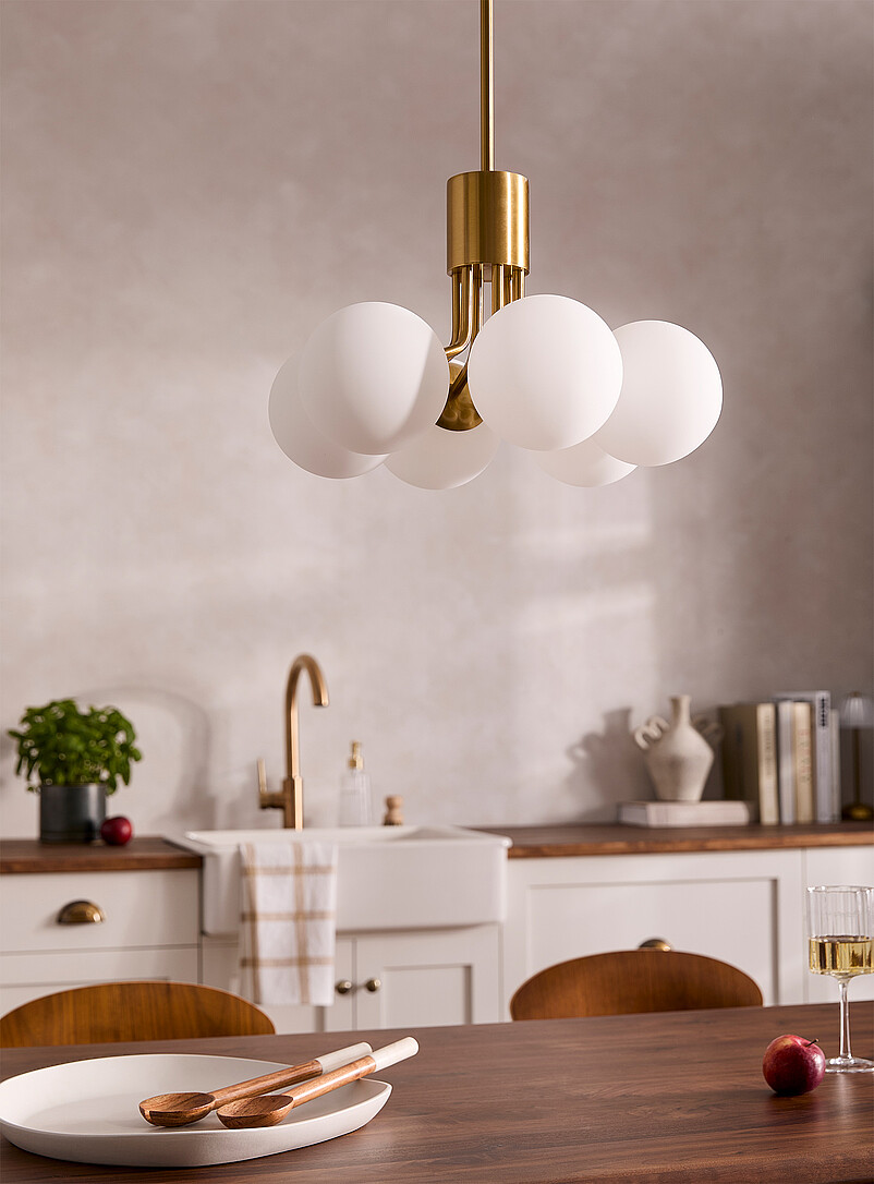 Golden floral ode hanging lamp product image (primary)