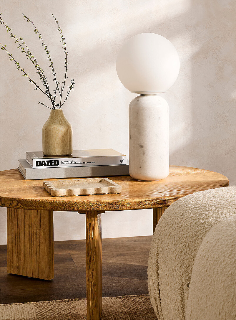 Marble-effect alabaster globe table lamp product image (primary)
