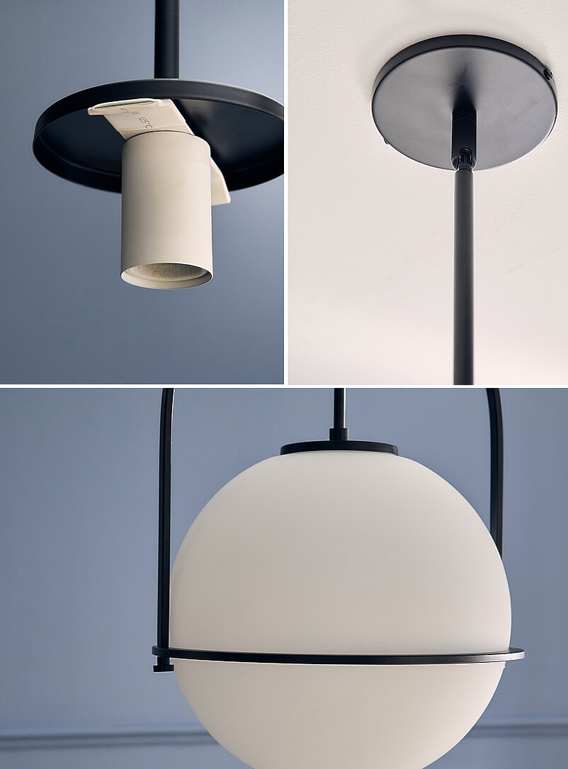 Paola matte black globe light fixture product image 3