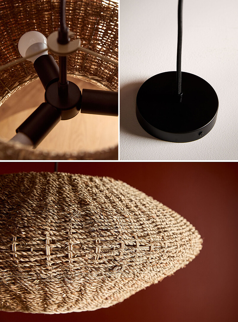 Pourel 3 natural seagrass light fixture 61 cm in diameter product image 3