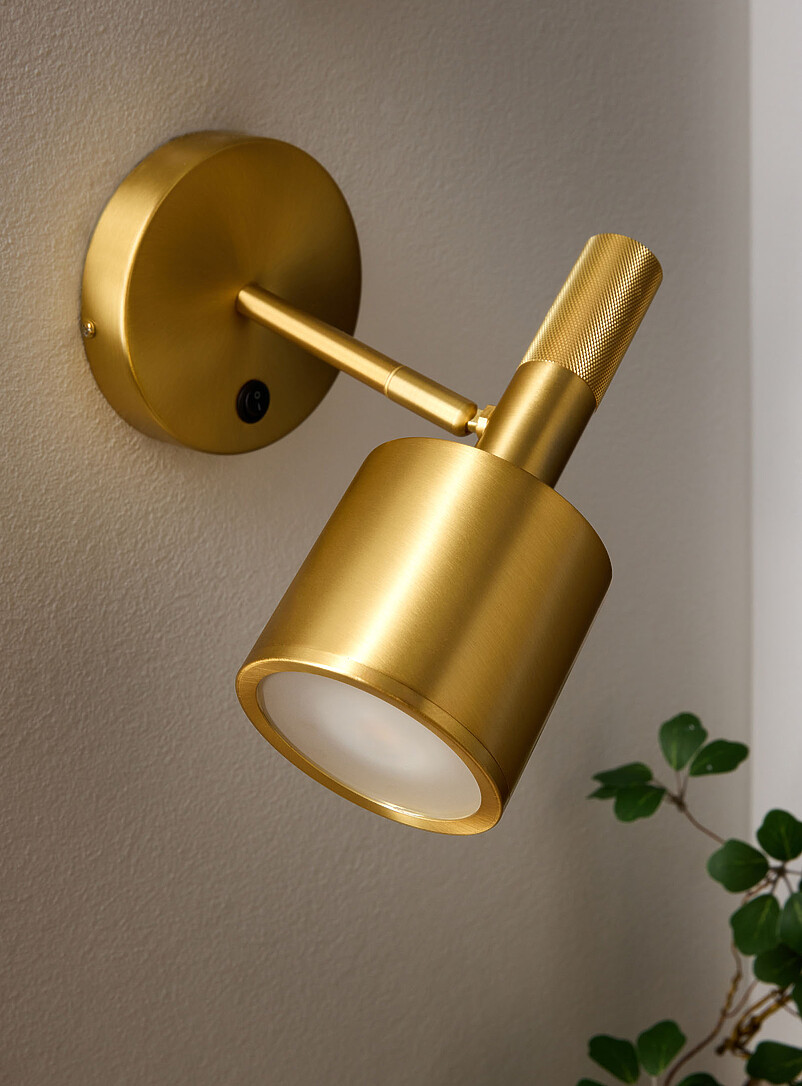 Rhoswen sleek brass finish wall sconce product image 3