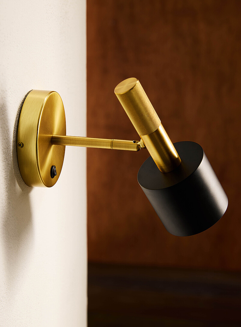 Rhoswen matte black and brass minimalist wall sconce product image 3
