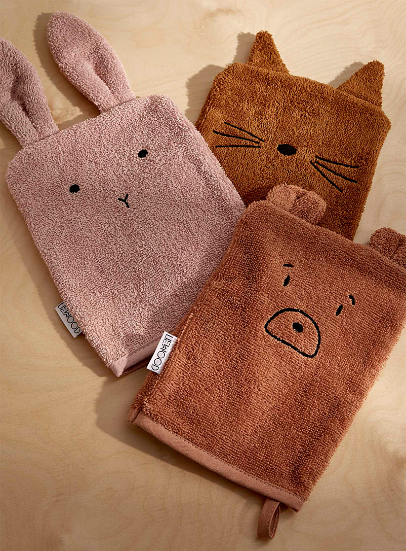 Liewood Assorted Cute animal organic cotton wash mitts Set of 3