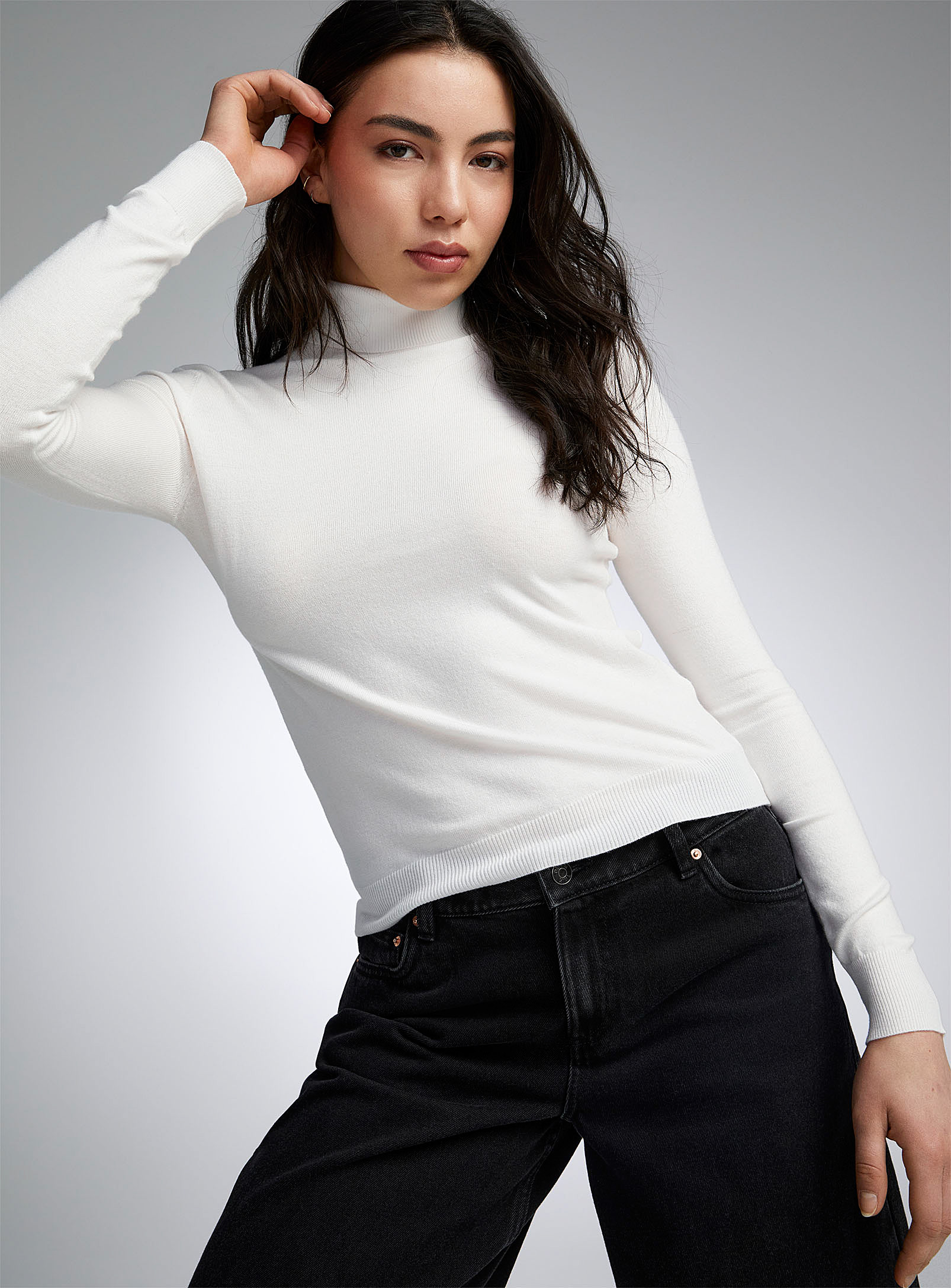 Twik Fine-knit Turtleneck Sweater In White
