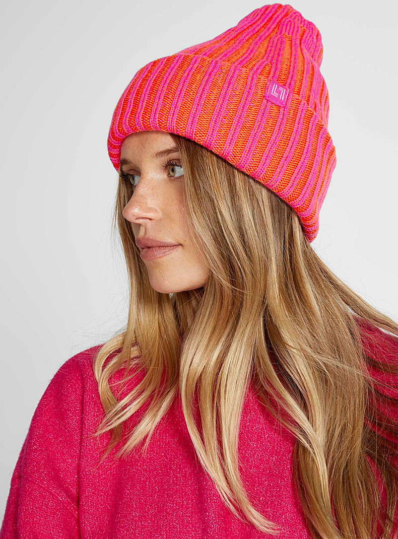 Lysanne Latulippe Pink Two-tone pure merino wool tuque