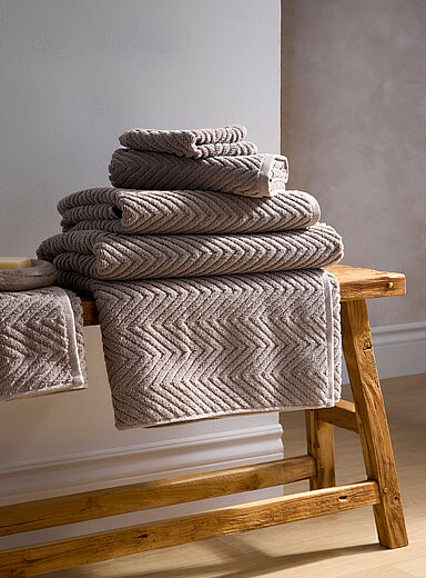 Simons Maison True navy Chevron texture organic cotton towels Absorbent, modern graphic design