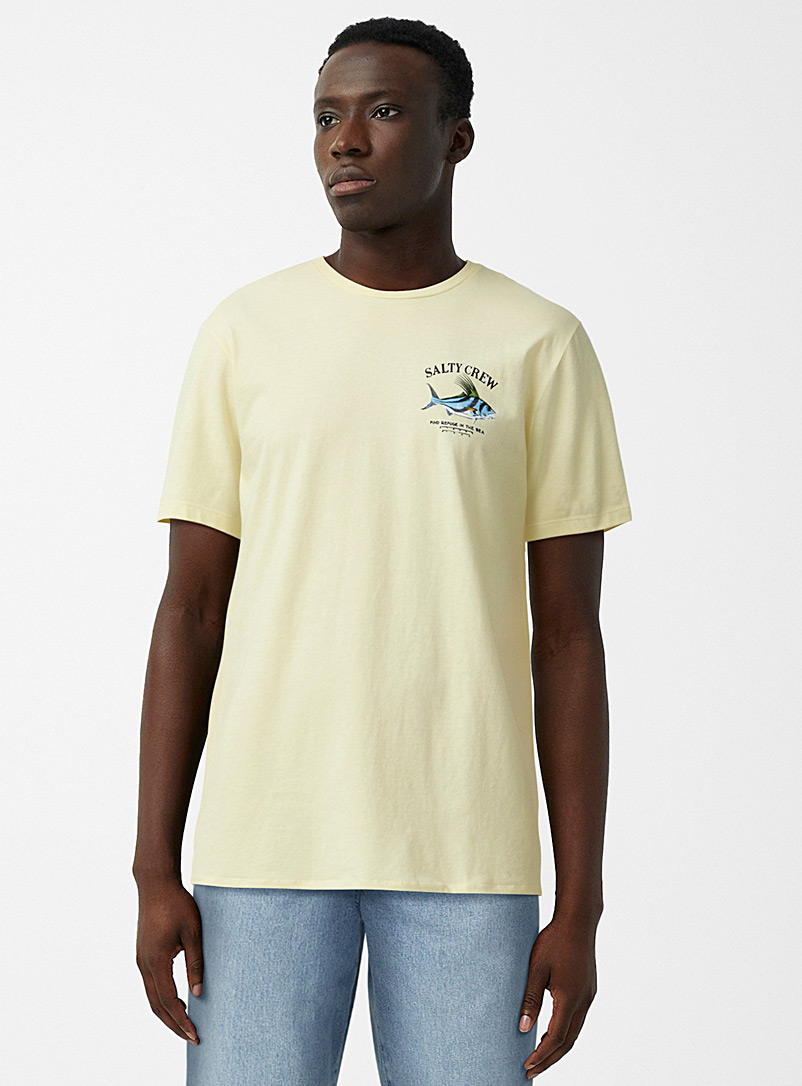 Salty Crew Corn/Vanilla Yellow Rooster-fish logo T-shirt for men