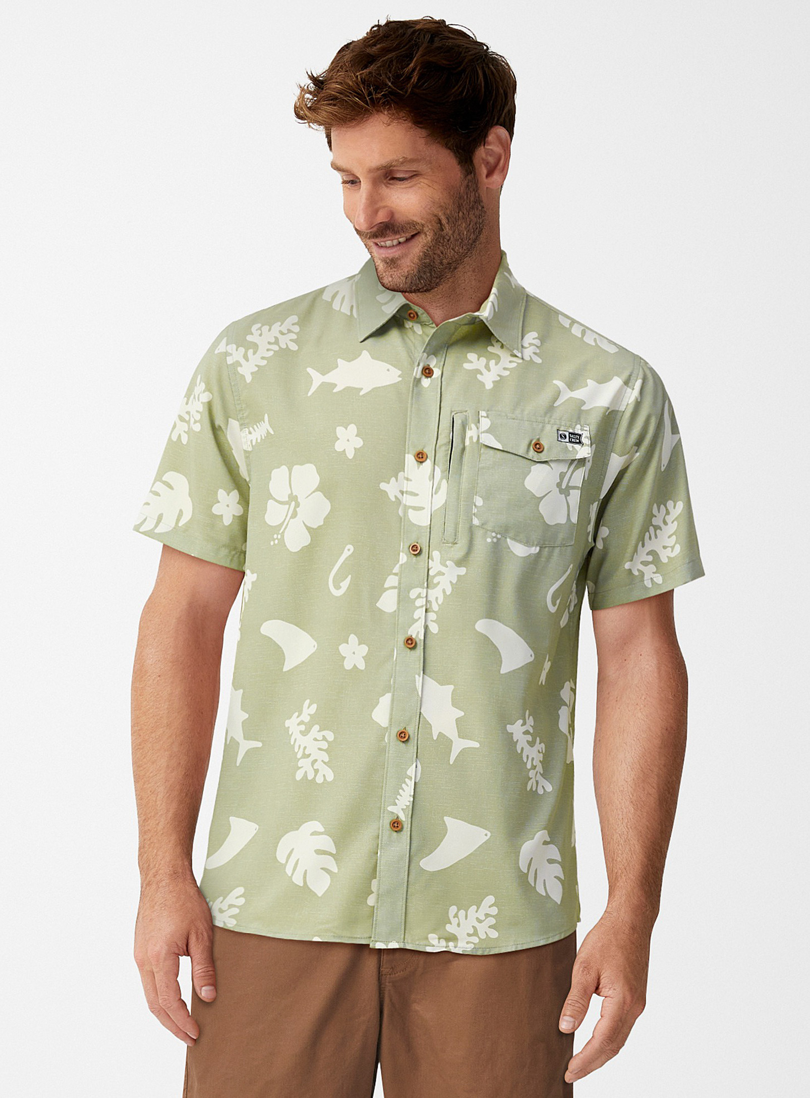 Salty Crew Tropical Pattern Shirt In Green