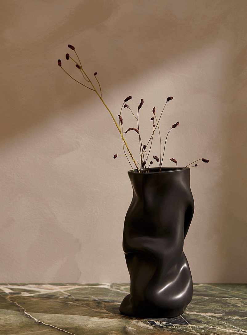 Audo Copenhagen Black Collapse large draped vase for women