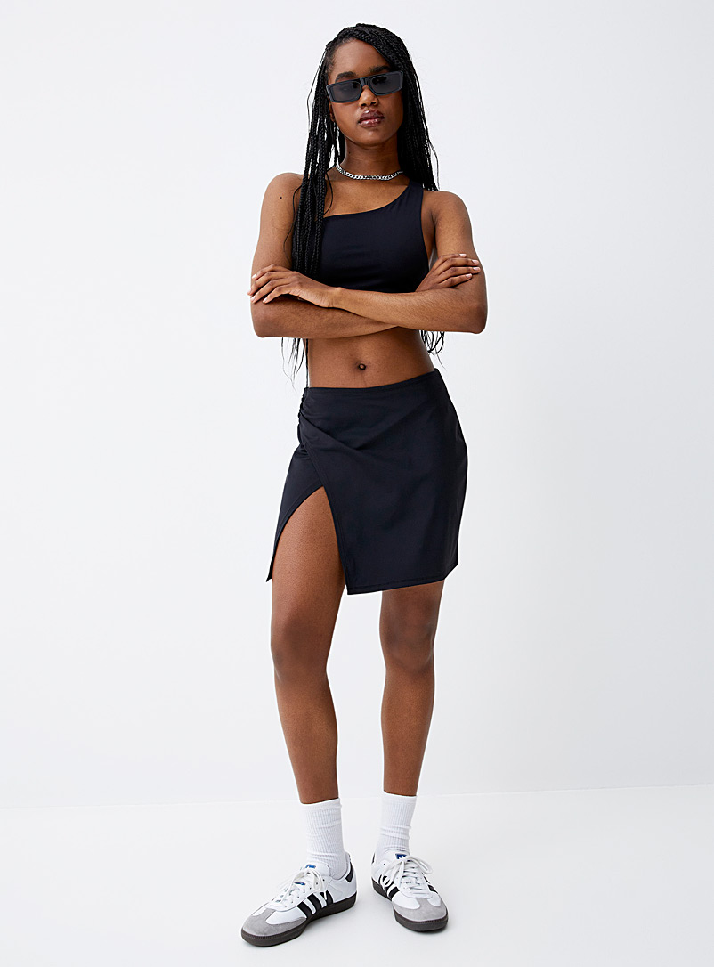Eladay Black Slit crossover miniskirt for women
