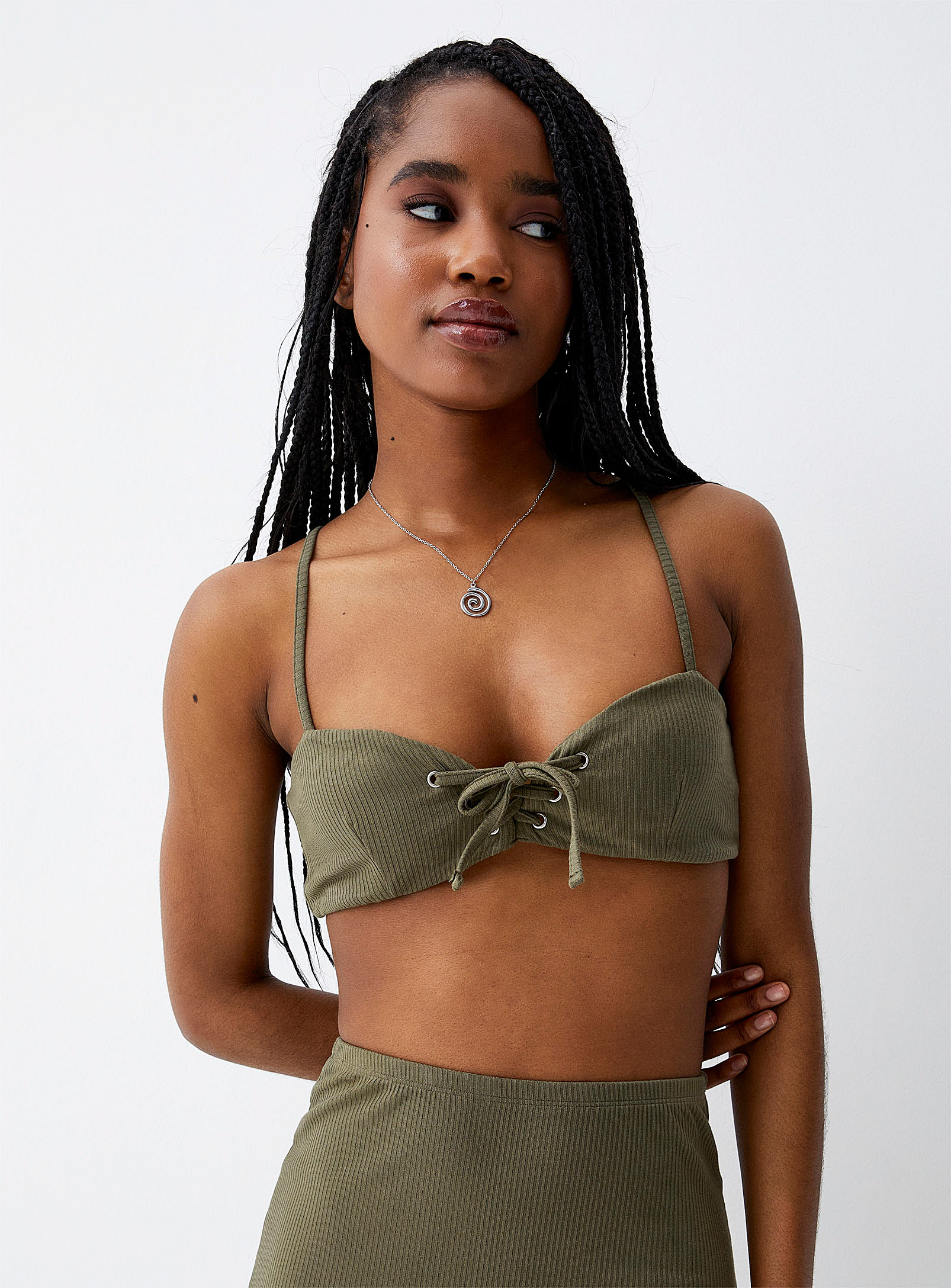 Eladay - Women's Ribbed and laced bralette