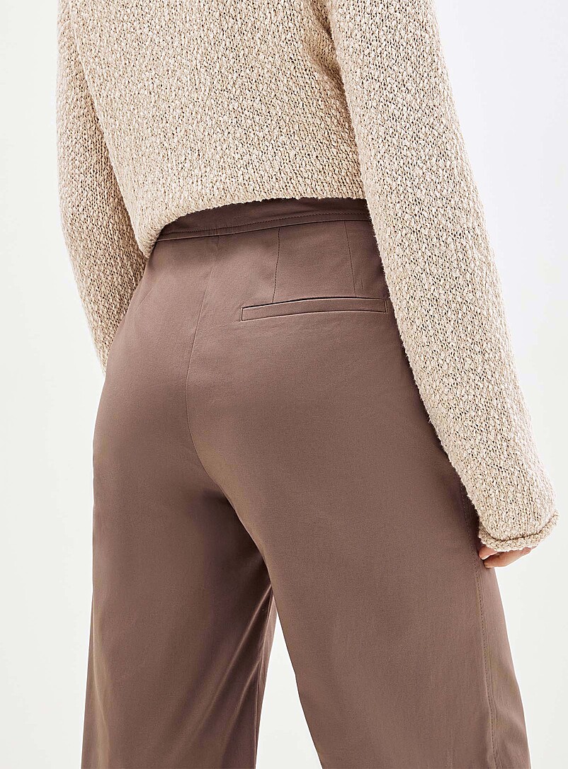 Marc O'Polo: Le pantalon droit serg&eacute; soyeux <b>Coupe : jambe droite, taille mi-haute</b> Brun pour femme