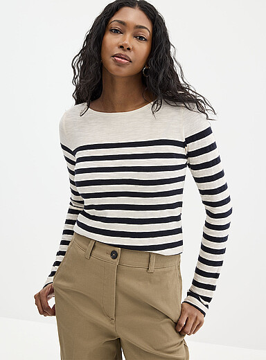 Le t-shirt col bateau ray&eacute;