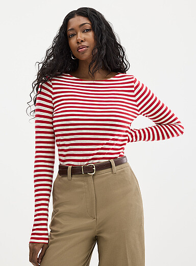 Marc O'Polo Red Striped boat neck T-shirt for women