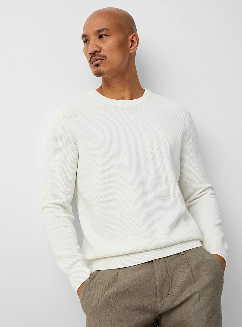 Marc O'Polo White Minimalist piqué knit sweater for men