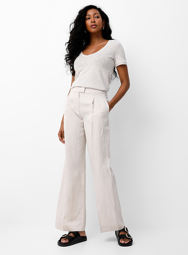 Lyocell-linen pleated pant