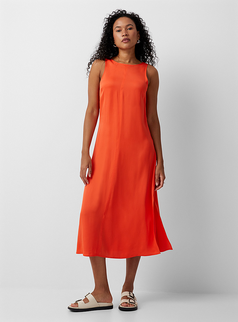 Marc O'Polo Orange Tangerine satiny slit dress for women