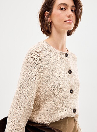 Textured heavyweight cotton cardigan