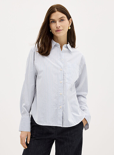 Marc O'Polo Baby Blue Blue stripes loose shirt for women