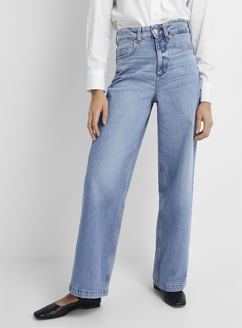 Marc O'Polo: Le jean indigo moyen d&eacute;lav&eacute; <b>Coupe : jambe large, taille haute</b> Bleu pour femme