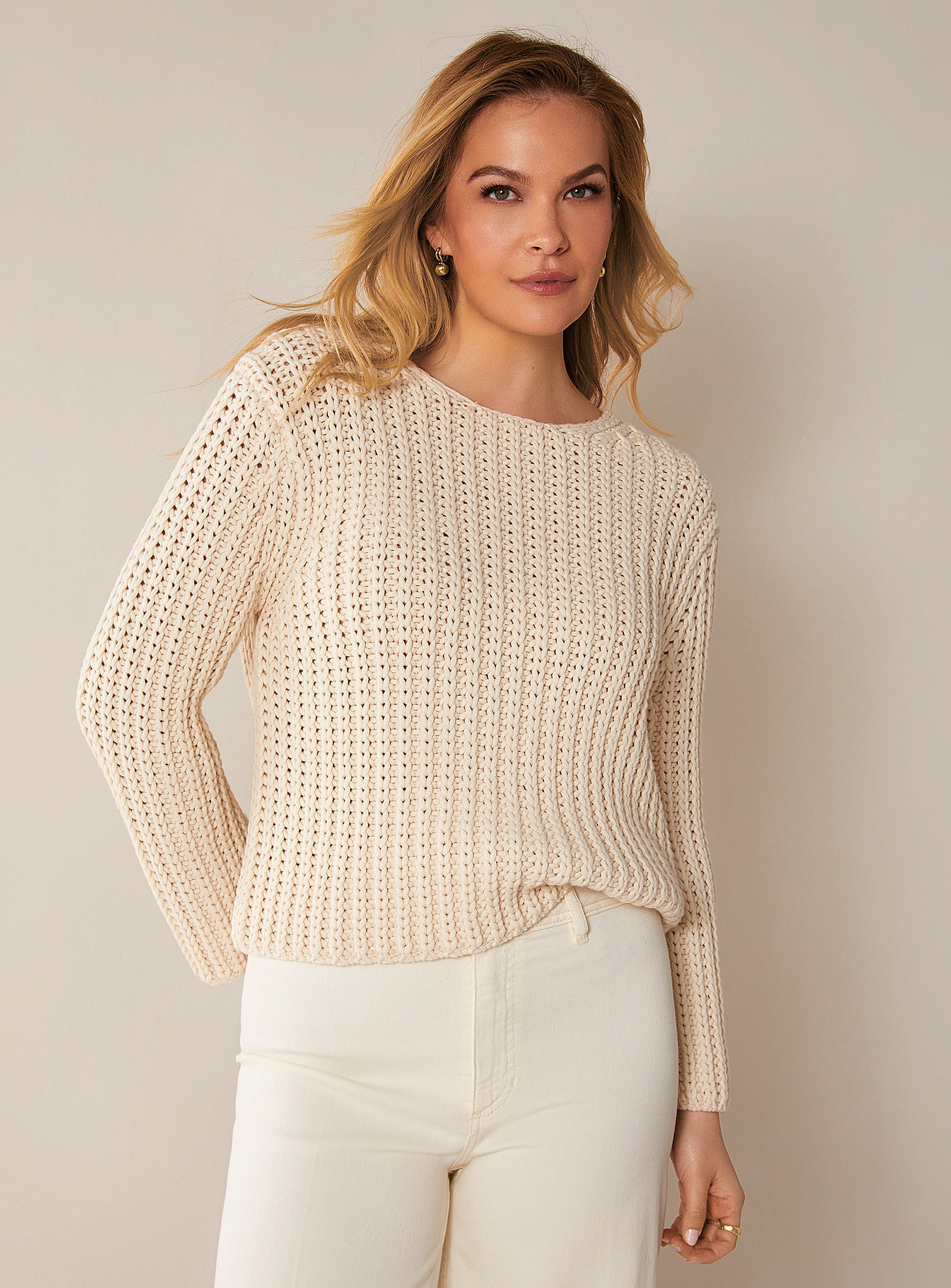 Marc O'polo Cream Wide-knit Sweater In Ivory White