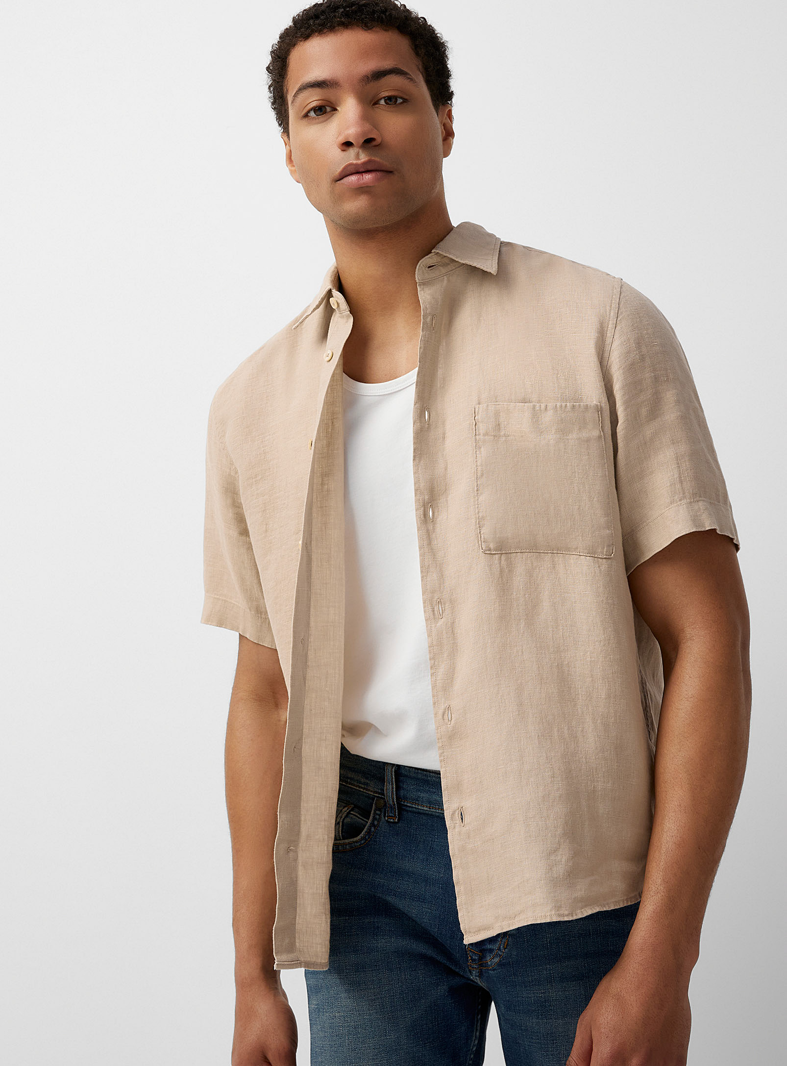 Marc O'polo Colourful Pure Linen Shirt In Light Brown
