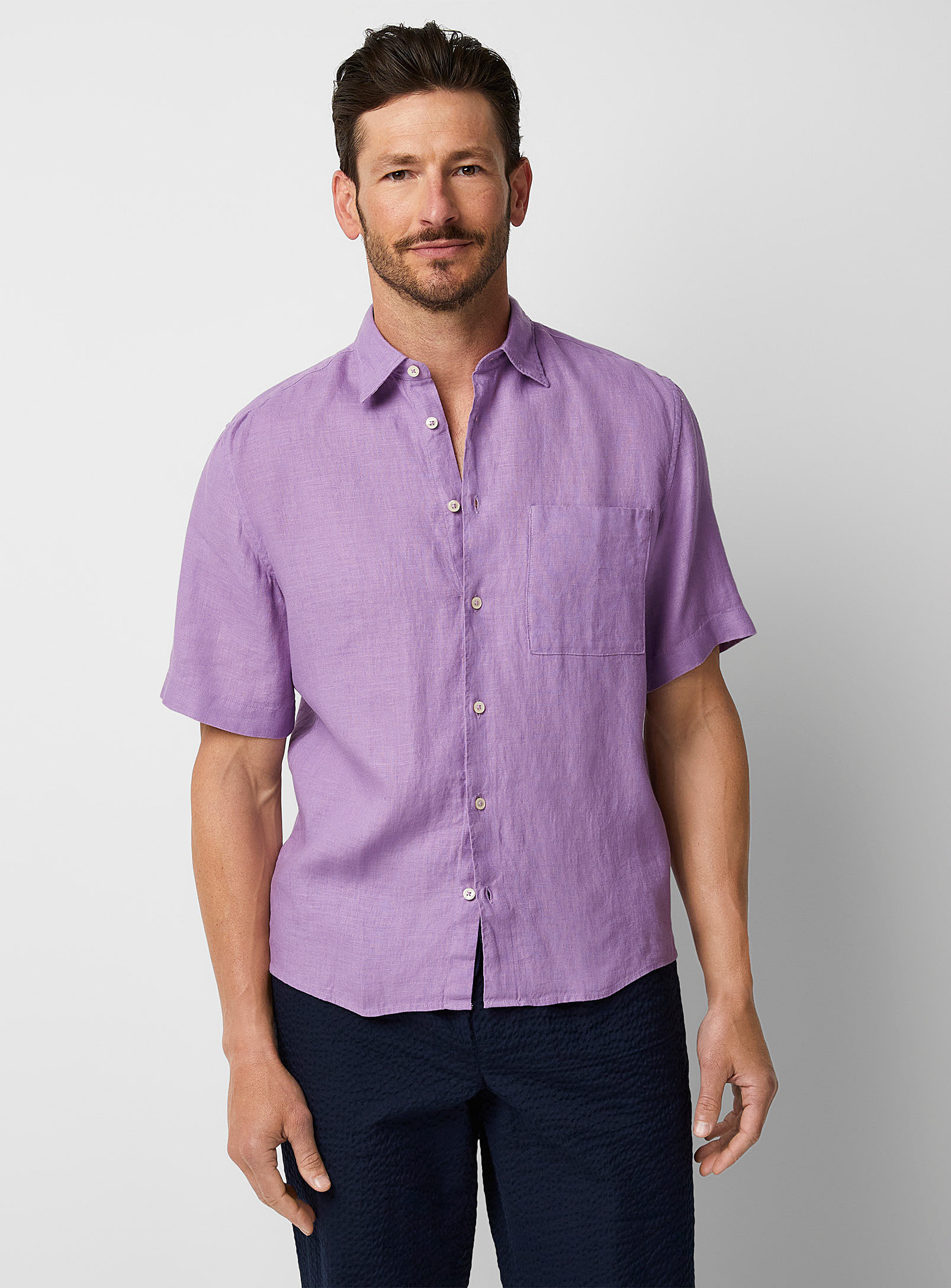 Marc O'polo Colourful Pure Linen Shirt In Lilacs