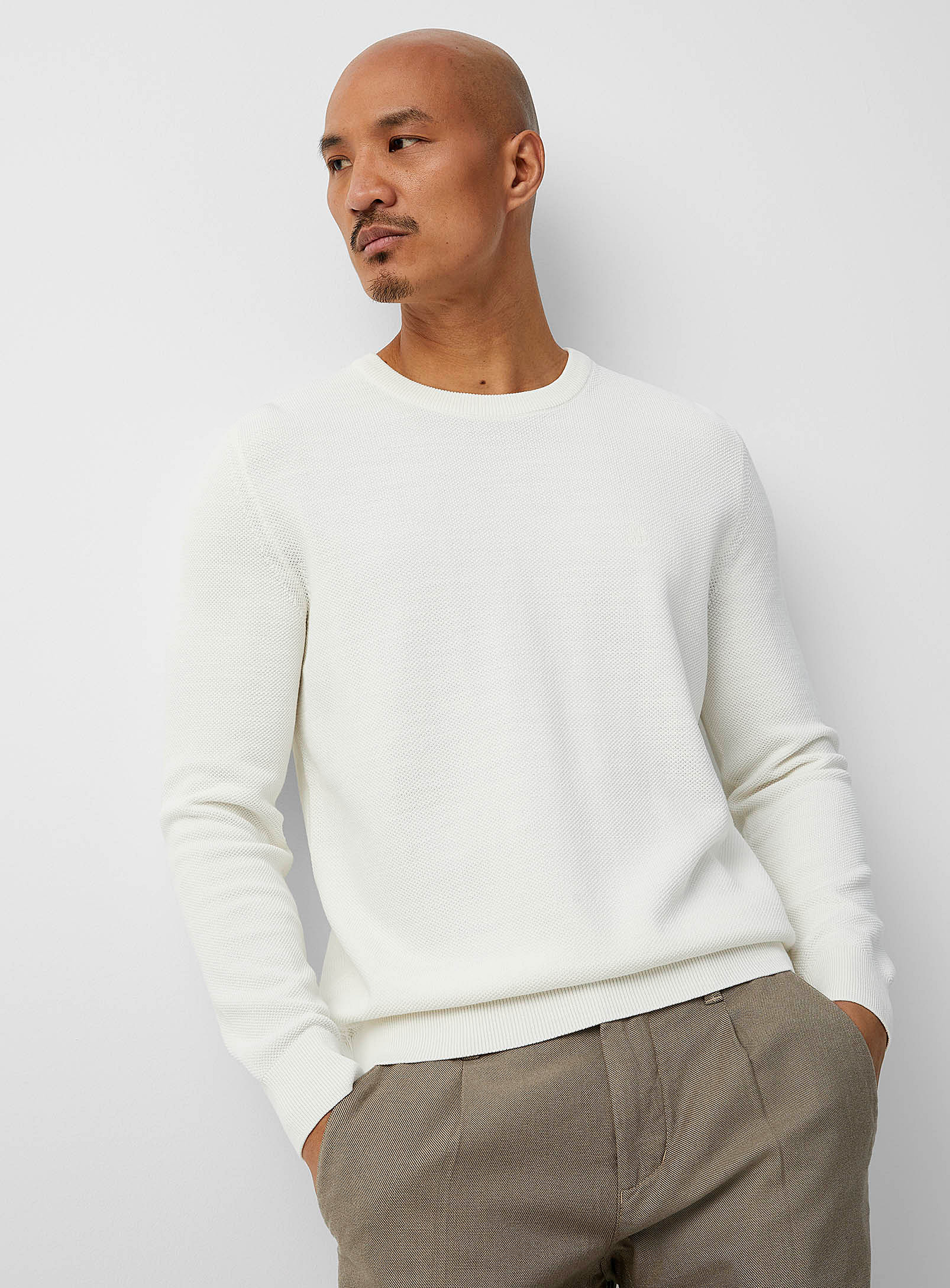 Marc O'polo Minimalist Piqué Knit Sweater In White