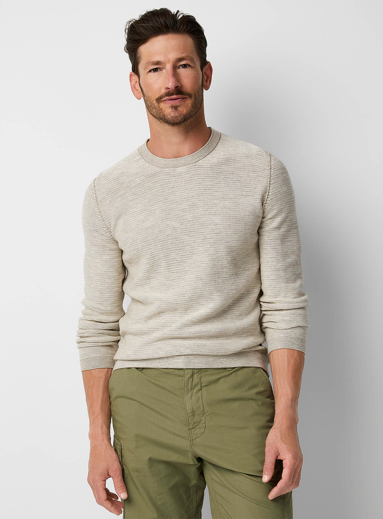 Marc O'polo Linen-blend Two-tone Sweater In White